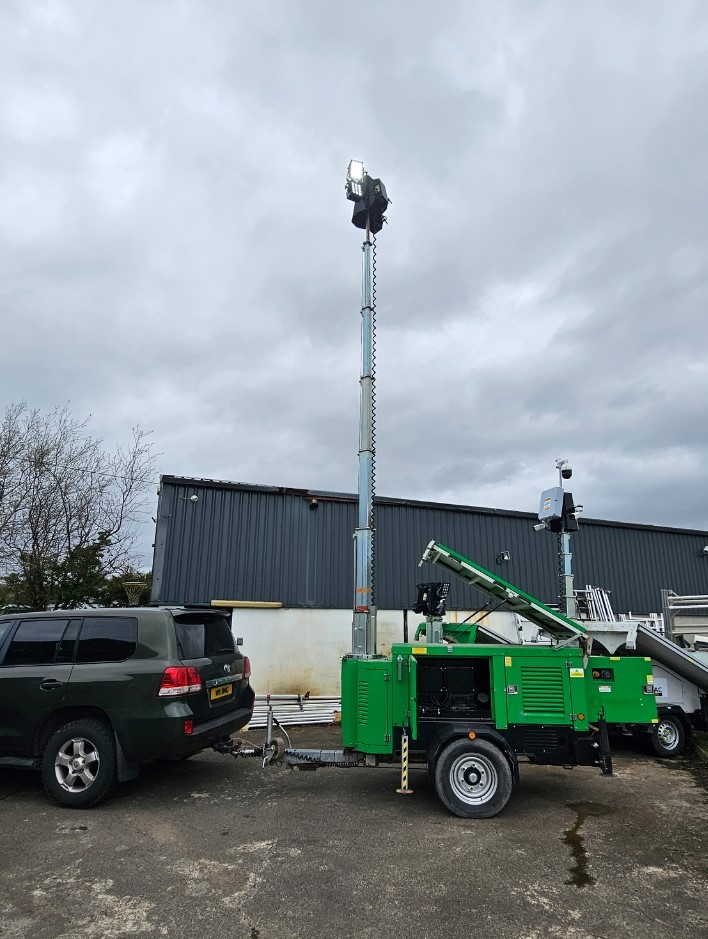 Brimac hybrid mobile CCTV and lighting tower deployed on site